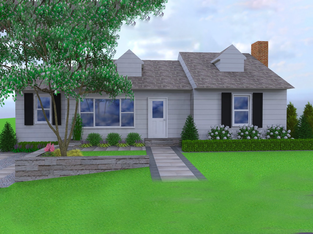 Detailed landscape design with flowers and greenery